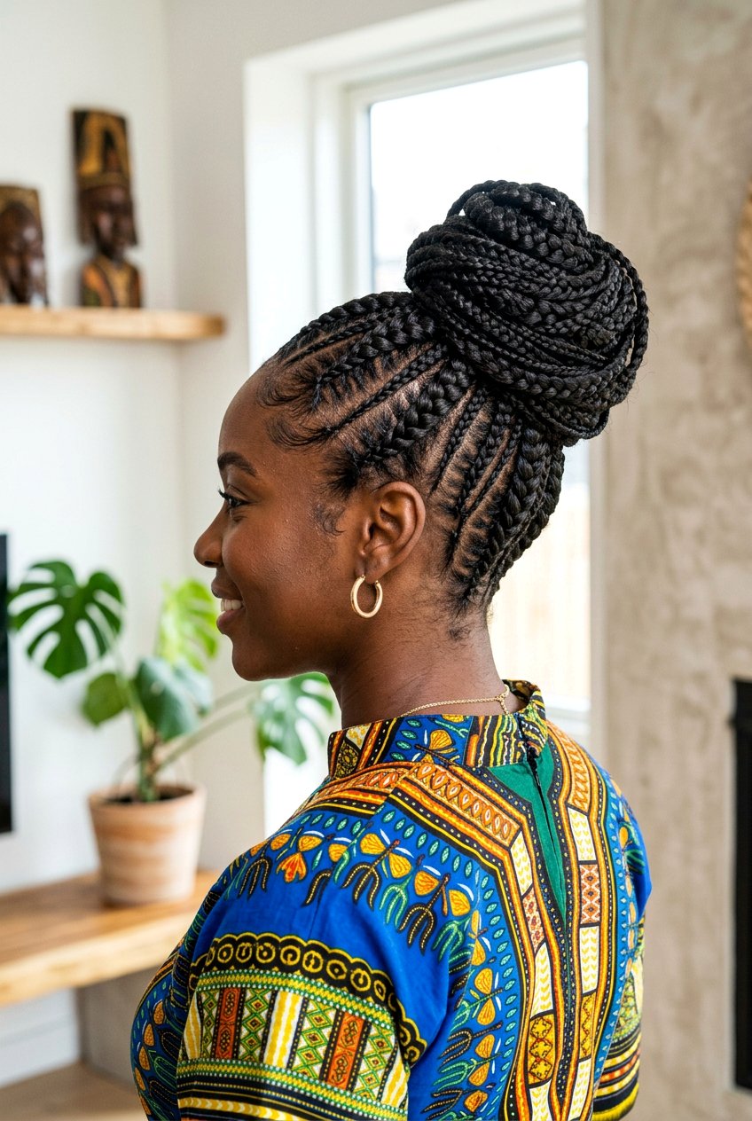 Thick And Thin Feed In Braids Bun - 20 feed in braids bun hairstyle - 20 feed in braids bun hairstyle