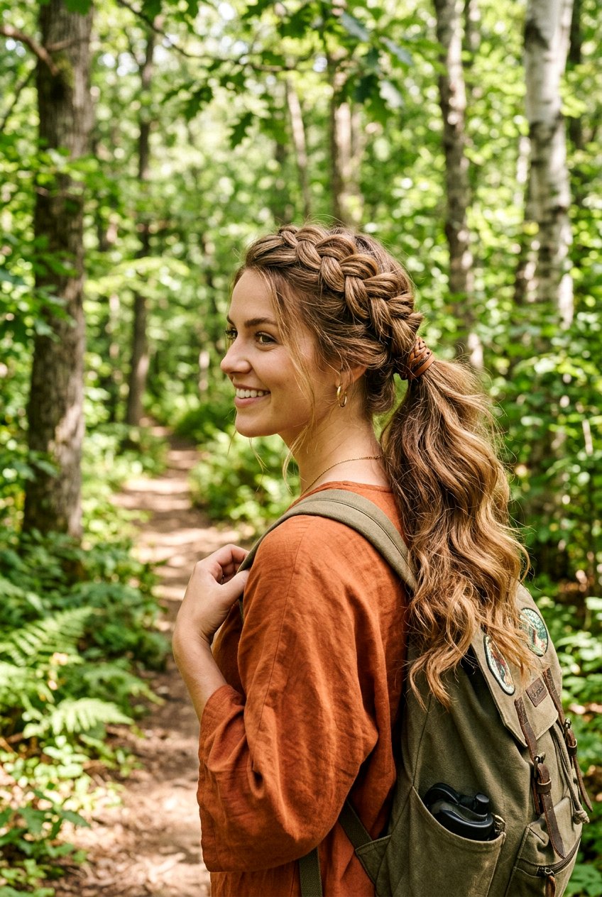 Thick Boho Braid Ponytail - 20 hiking ponytail with braid - 20 hiking ponytail with braid