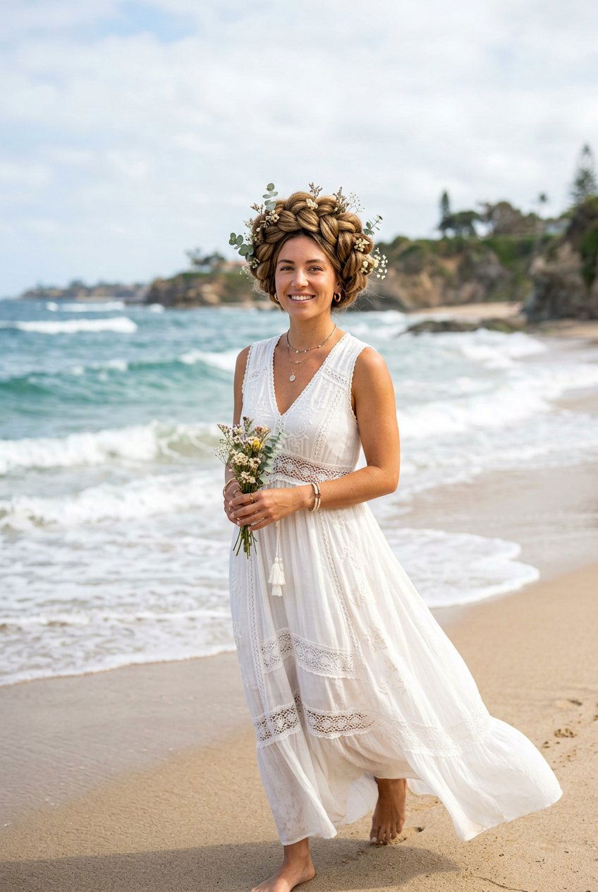 Thick Braided Crown Beach Hair - 20 beach hairstyle with braided crown - 20 beach hairstyle with braided crown