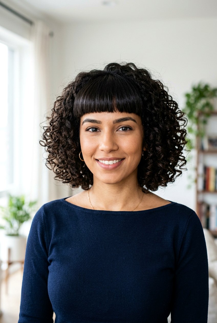 Thick Curly Bob With Straight Across Bangs - 20 mature curly bob with bangs - 20 mature curly bob with bangs
