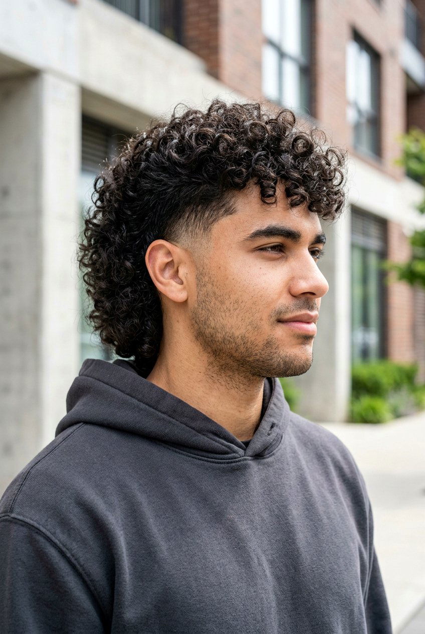 Thick Curly Mullet With Drop Fade - 20 curly mullet with taper fade - 20 curly mullet with taper fade