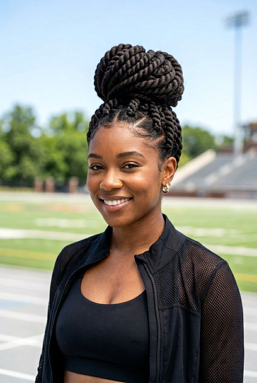 Thick Flat Twist Bun - 20 flat twists into bun hairstyle - 20 flat twists into bun hairstyle