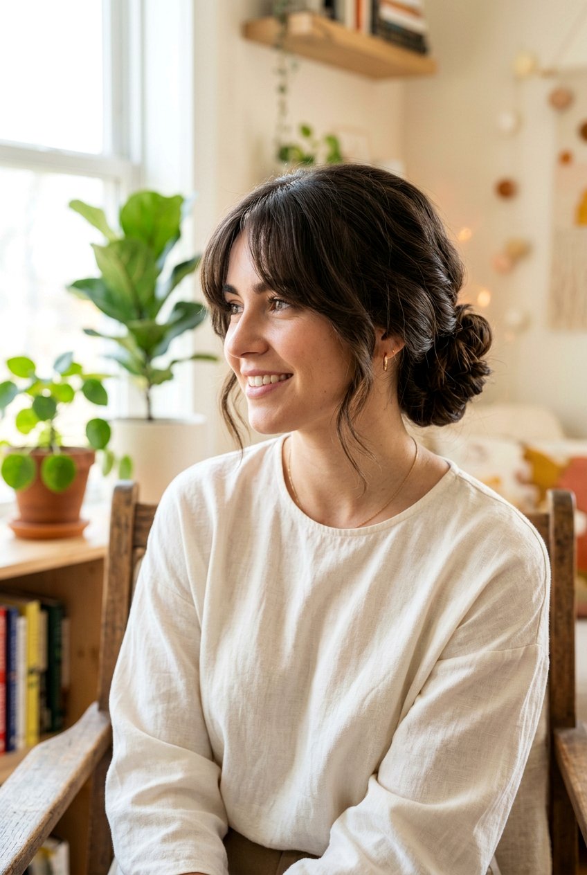 Thick Hair Bun With Curtain Bangs - 20 curtain bangs for thick hair - 20 curtain bangs for thick hair