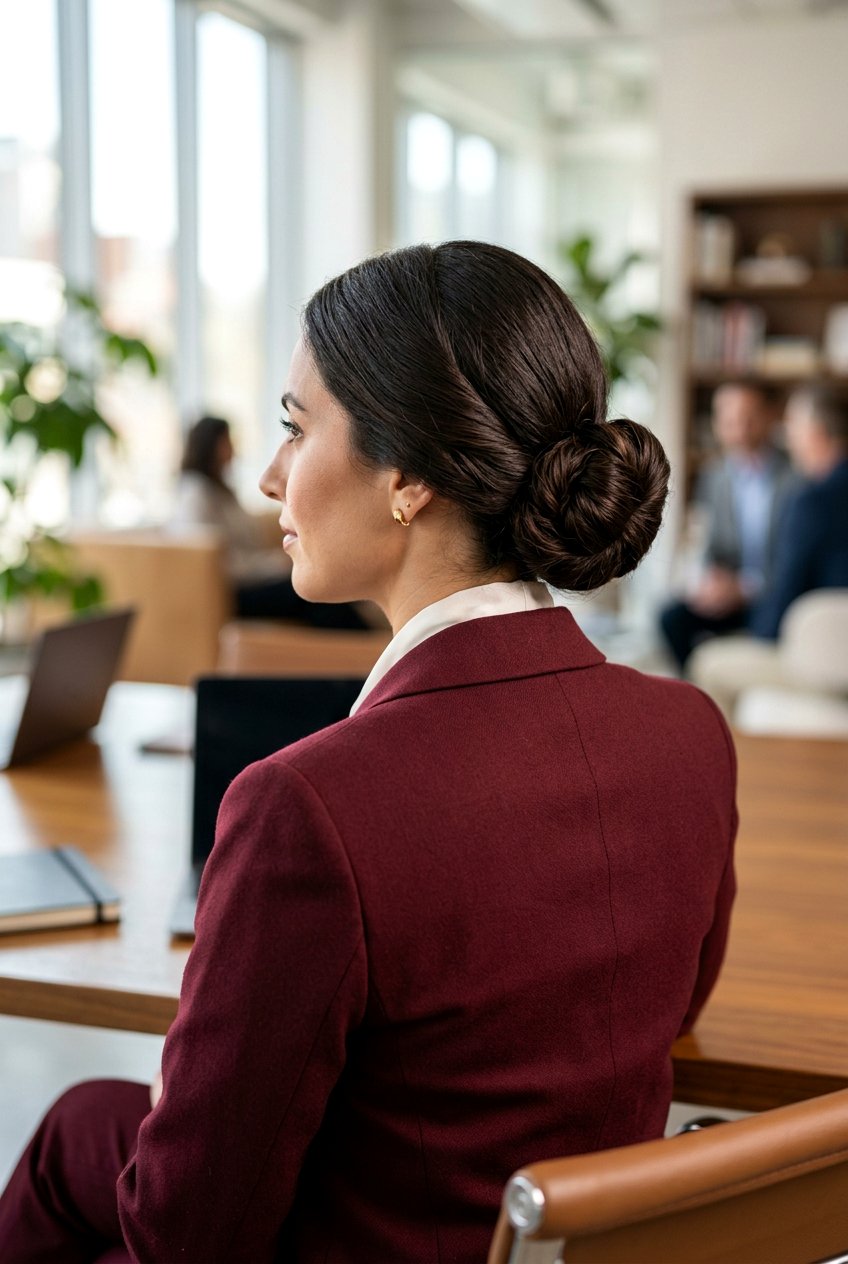 Thick Hair Bun - 20 professional low bun with middle part - 20 professional low bun with middle part