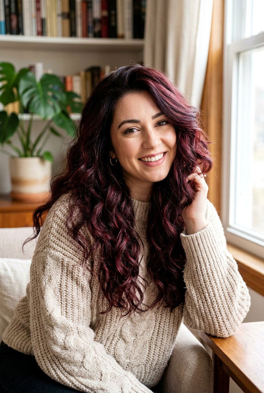 Thick Hair Burgundy Balayage - 20 autumn burgundy balayage ideas - 20 autumn burgundy balayage ideas