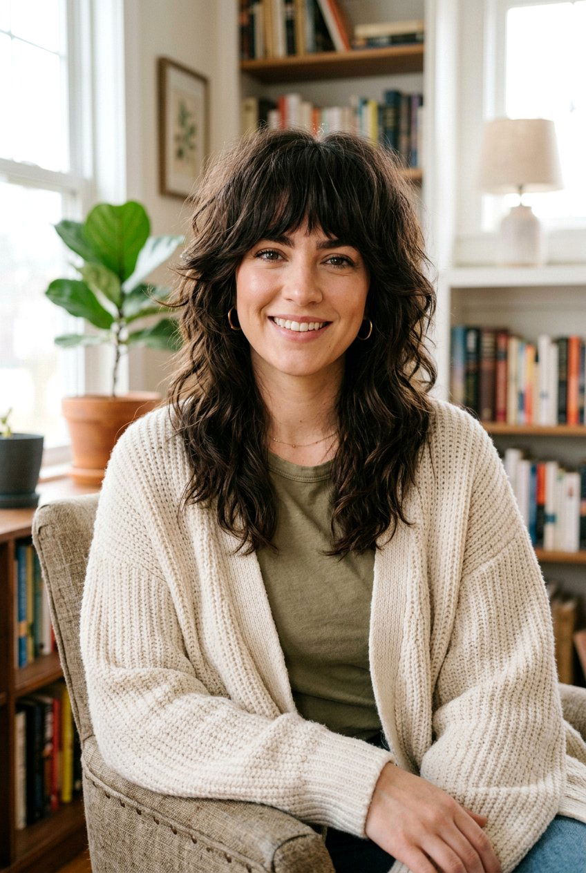 Thick Hair Shag With Bangs - 20 shag haircut with curtain fringe - 20 shag haircut with curtain fringe