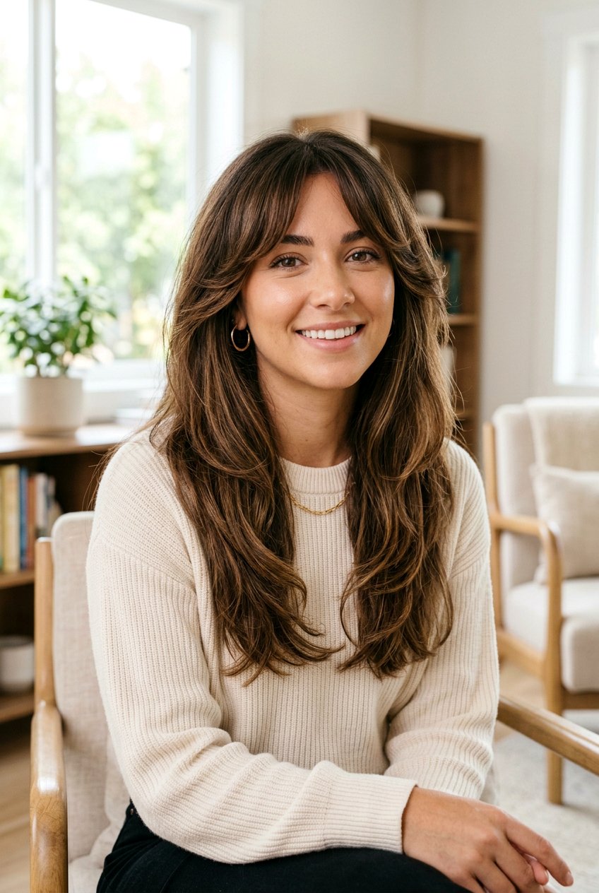 Thick Hair With Face Framing Curtain Bangs - 20 curtain bangs for thick hair - 20 curtain bangs for thick hair