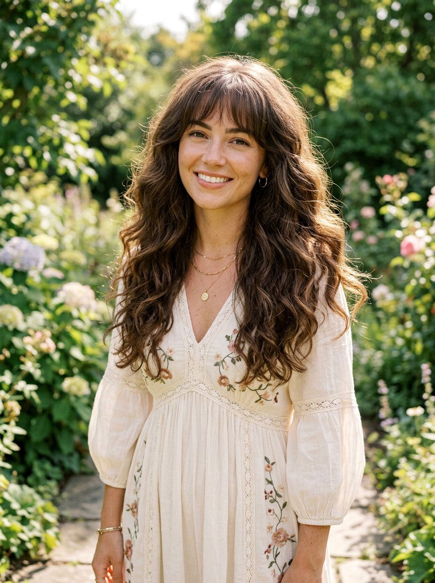 Thick Wavy Hair With Feathered Bangs - 20 wavy shoulder length haircut with bangs - 20 wavy shoulder length haircut with bangs