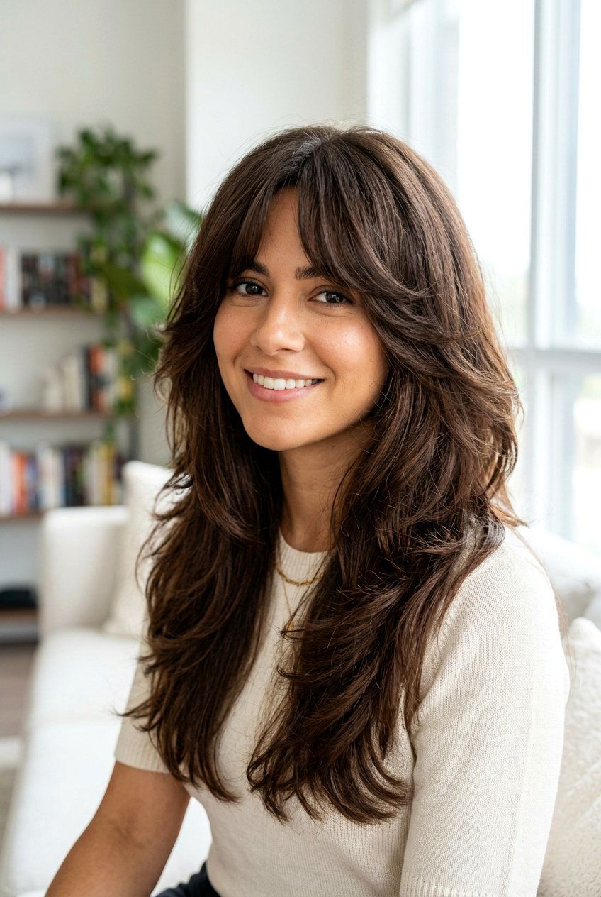 Thick hair with layers and curtain bangs - 20 curtain bangs with layers - 20 curtain bangs with layers