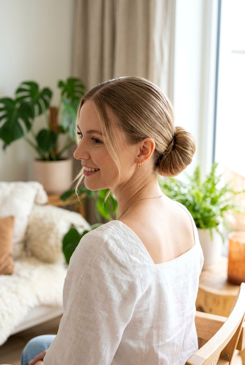 Thin Hair Low Bun Middle Part - 20 clean girl low bun with center part - 20 clean girl low bun with center part