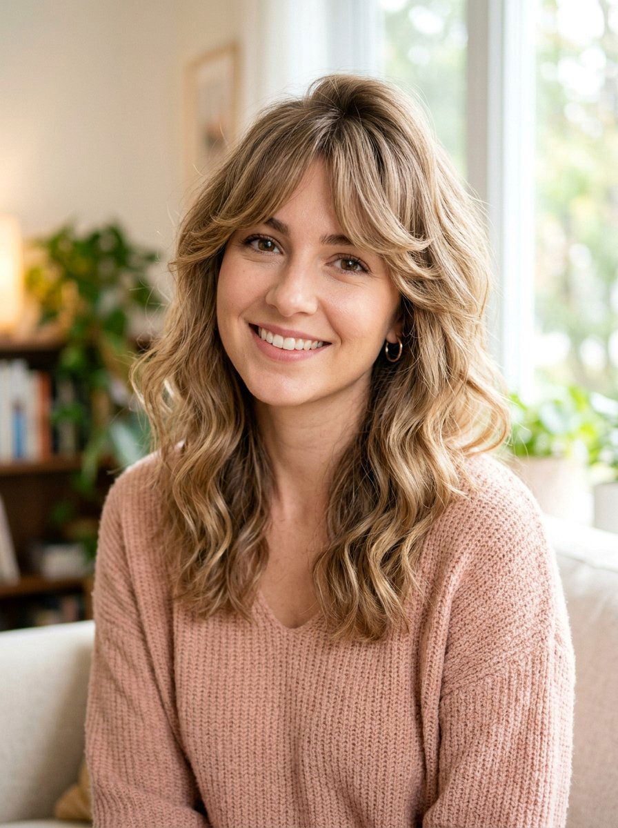 Thin Hair Wavy Curtain Bangs Medium Length - 20 wavy curtain bangs for medium hair - 20 wavy curtain bangs for medium hair