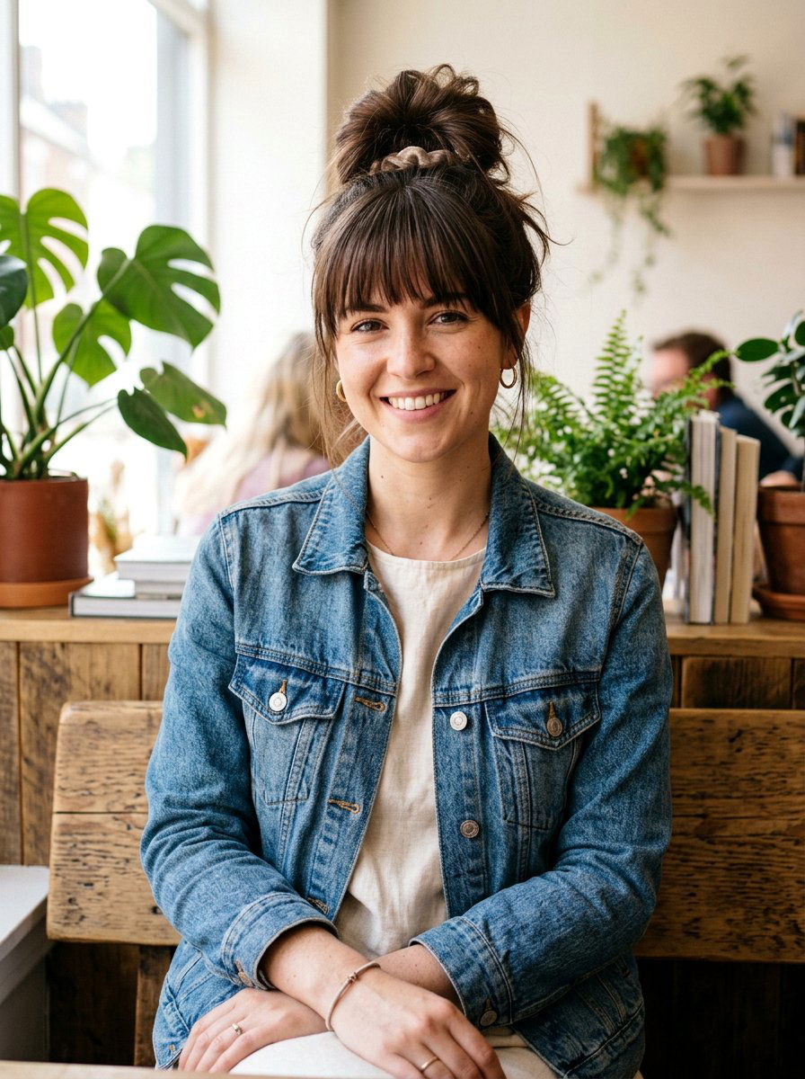 Third Day Loose Top Bun With Bangs - 20 third day hair bun - 20 third day hair bun