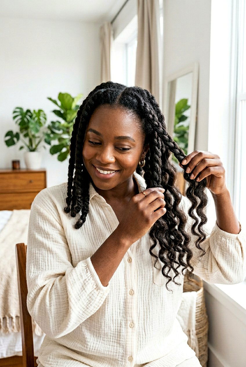 Three Strand Braid Out - 20 overnight stretch hairstyle for natural hair - 20 overnight stretch hairstyle for natural hair