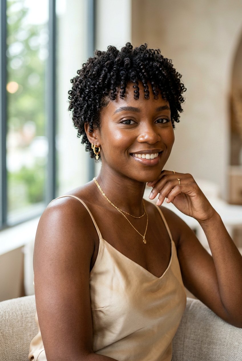 Tight Ringlet Pixie Short Bangs - 20 short bangs for curly hair women - 20 short bangs for curly hair women