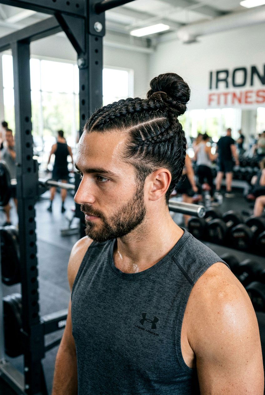 Tight Top Man Bun Braids - 20 braided man bun hairstyle - 20 braided man bun hairstyle
