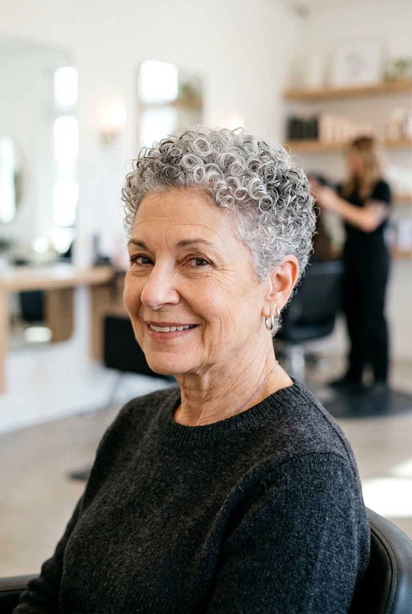 Tight curly crop - 20 curly hairstyles for older women - 20 curly hairstyles for older women