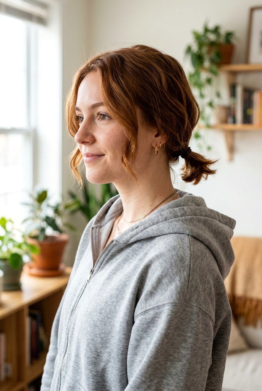 Tiny Low Ponytail - 20 school hairstyle for short bob hair - 20 school hairstyle for short bob hair