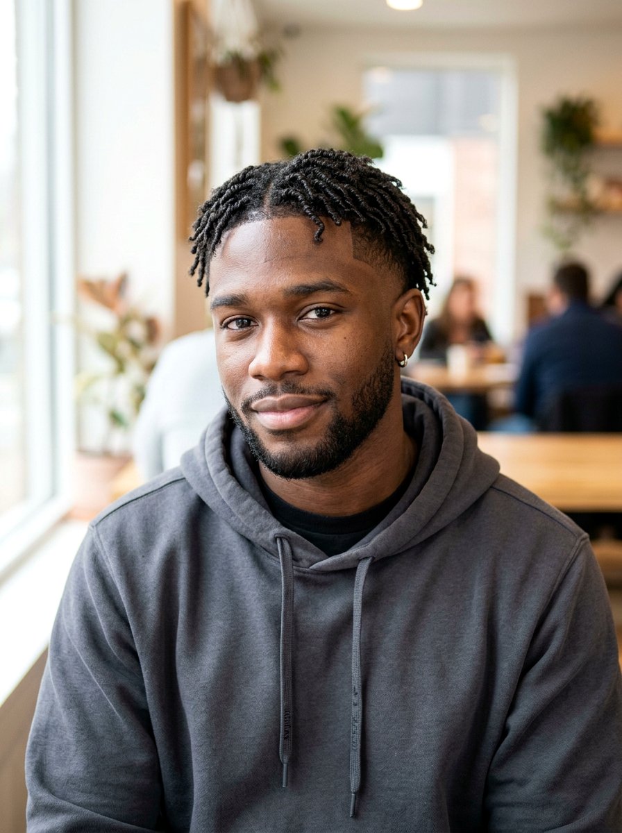 Tiny Twisted Starter Locs With Low Fade - 20 starter locs with fade - 20 starter locs with fade