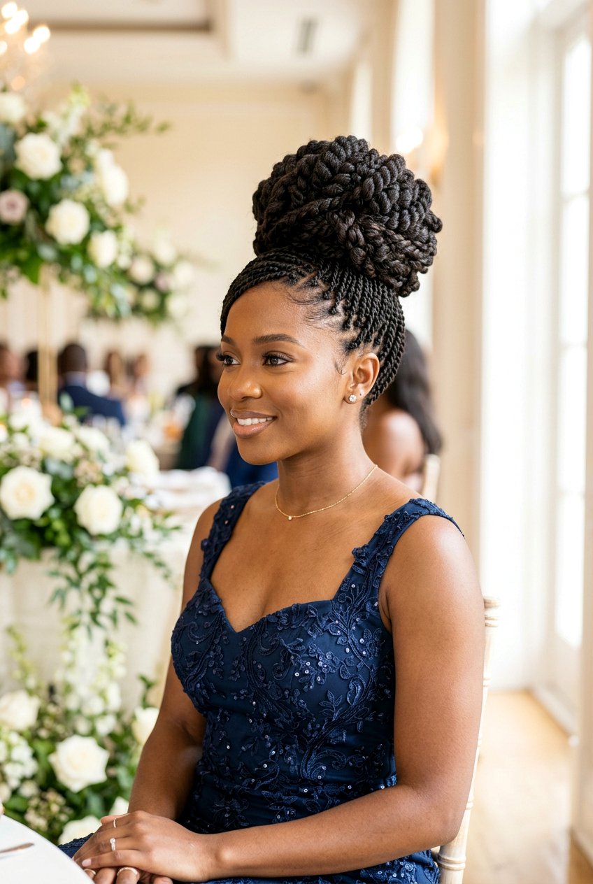 Tiny Twists Into Chunky Bun - 20 natural hair updo with twists - 20 natural hair updo with twists
