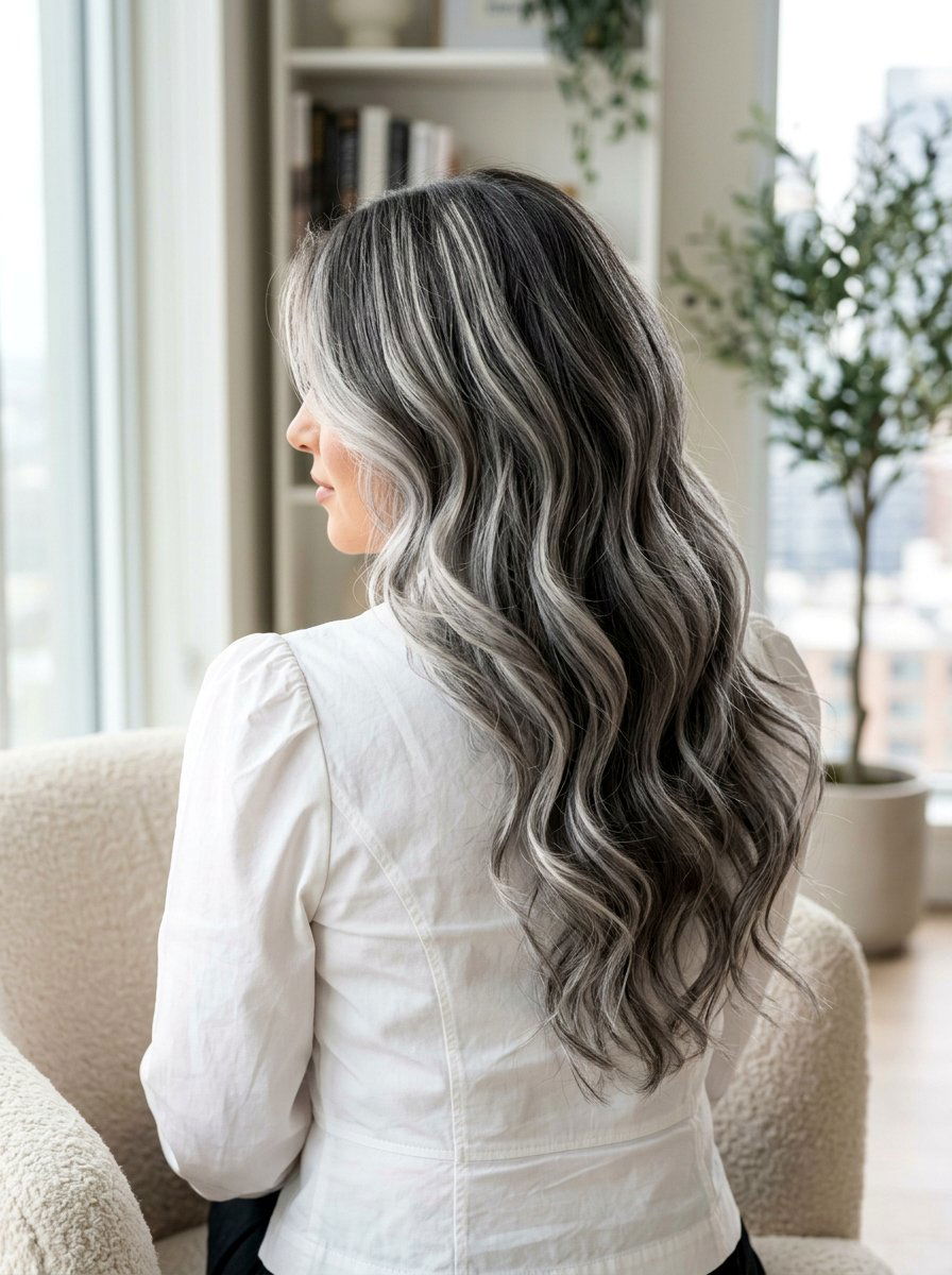 Titanium Gray Blonde Balayage Thick Hair - 20 rooted gray blonde balayage - 20 rooted gray blonde balayage