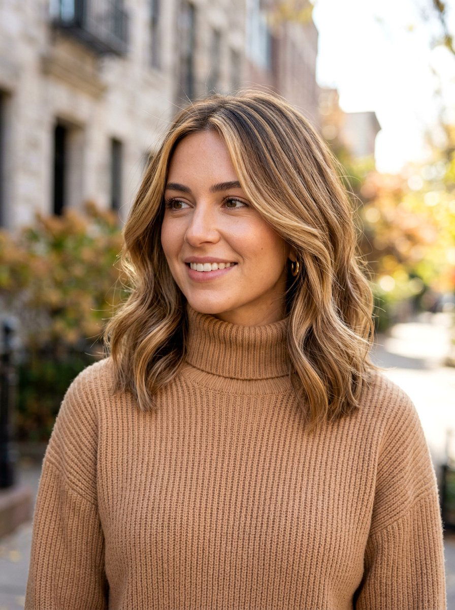 Toasted Bronde Highlights on a Lob Cut - 20 toasted bronde highlights - 20 toasted bronde highlights