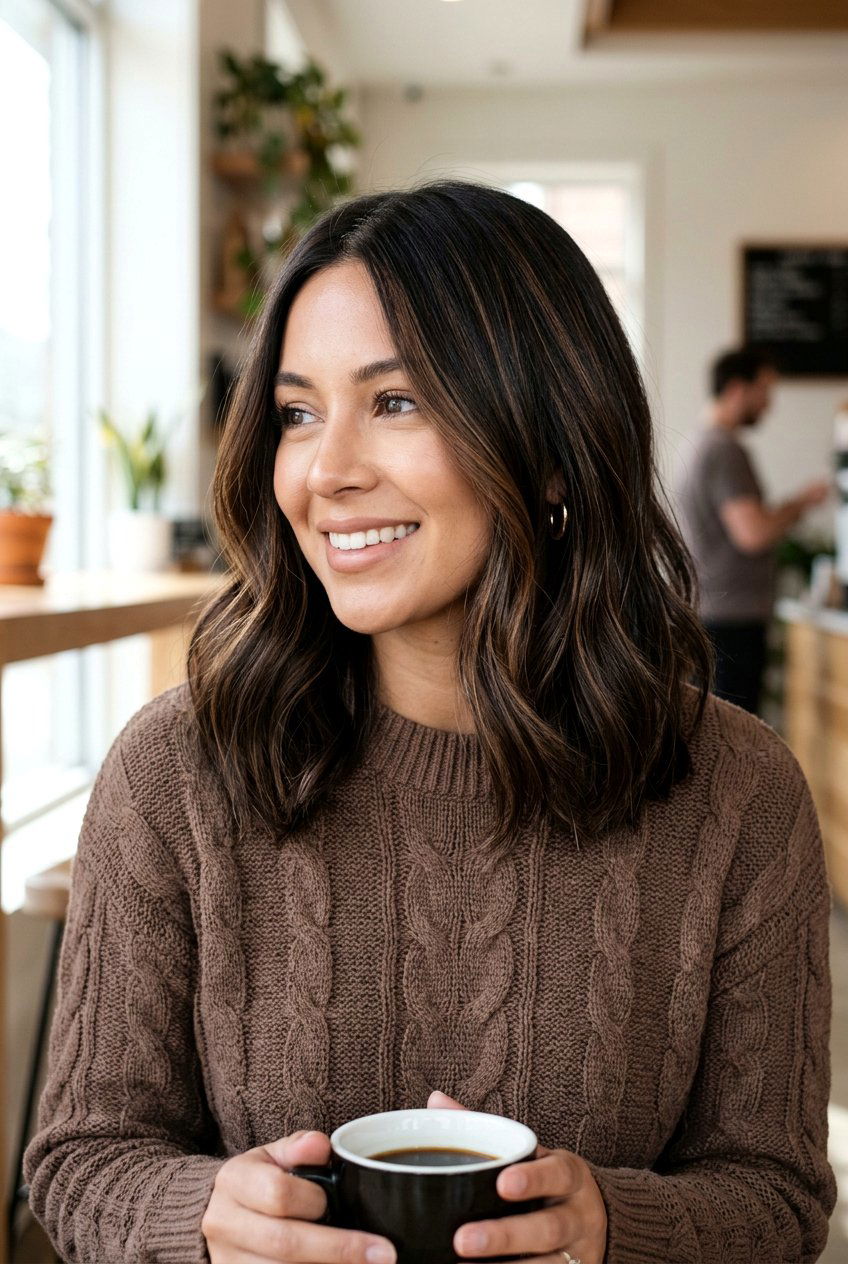 Toasted Mocha Highlights on Brunette - 20 hair color ideas for brunettes with highlights - 20 hair color ideas for brunettes with highlights