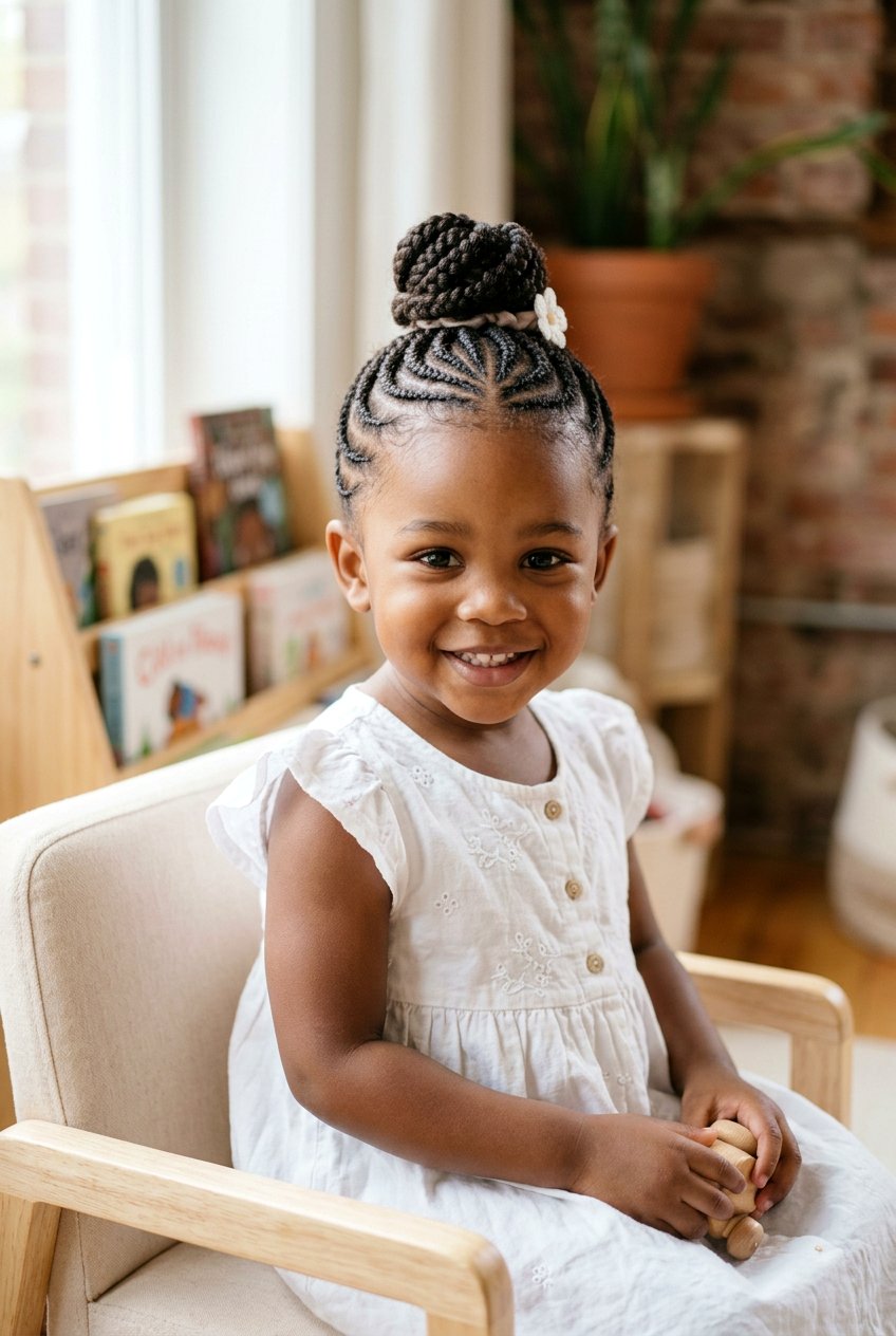 Toddler Braided Bun - 20 cute braid styles for toddlers - 20 cute braid styles for toddlers