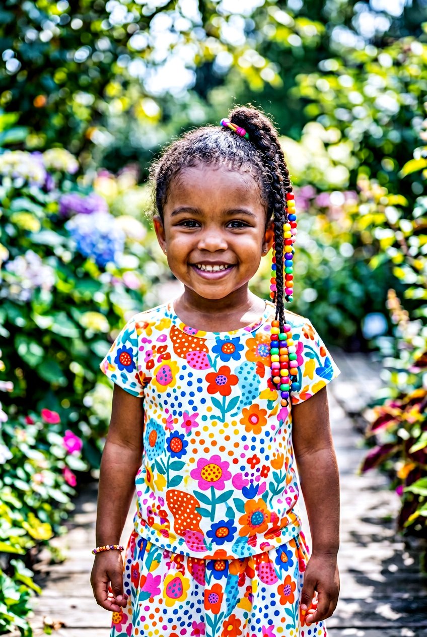 Toddler Braided Ponytail With Beads - 20 toddler ponytail ideas - 20 toddler ponytail ideas