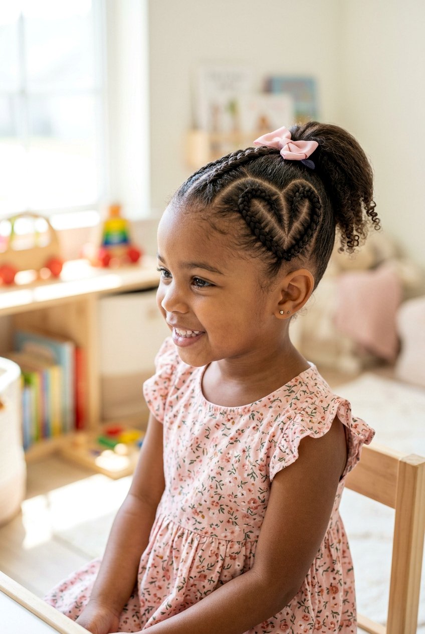 Toddler Braids With Heart Design - 20 cute braid styles for toddlers - 20 cute braid styles for toddlers