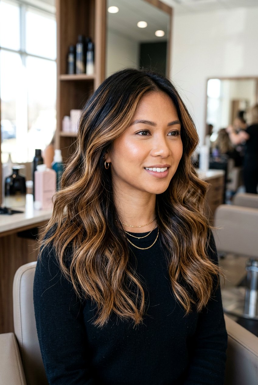 Toffee Balayage Black Hair - 20 hair color ideas for black hair - 20 hair color ideas for black hair