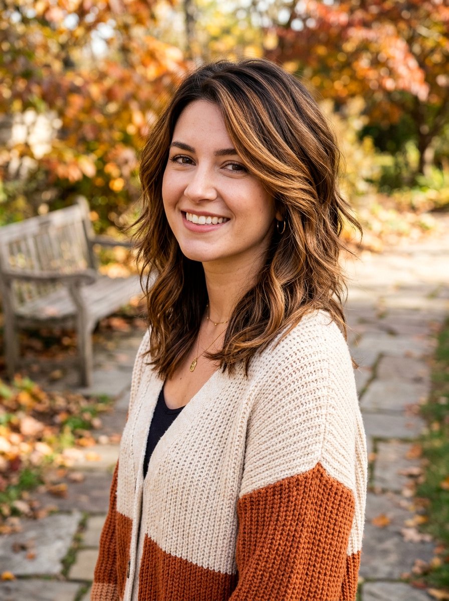 Toffee Brown Balayage Layered Cut - 20 easy maintenance balayage for busy women - 20 easy maintenance balayage for busy women