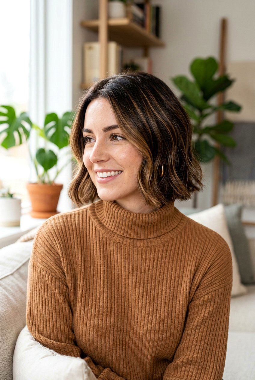 Toffee Highlights For Short Brunette Bob - 20 brunette highlights for mature bob - 20 brunette highlights for mature bob