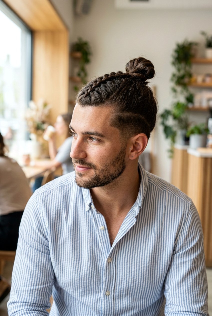 Top Braid Man Bun - 20 braided man bun hairstyle - 20 braided man bun hairstyle