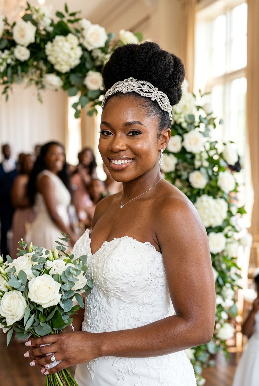 Top Bun Wedding Hairstyle For Black Brides - 20 wedding hairstyles for black brides - 20 wedding hairstyles for black brides