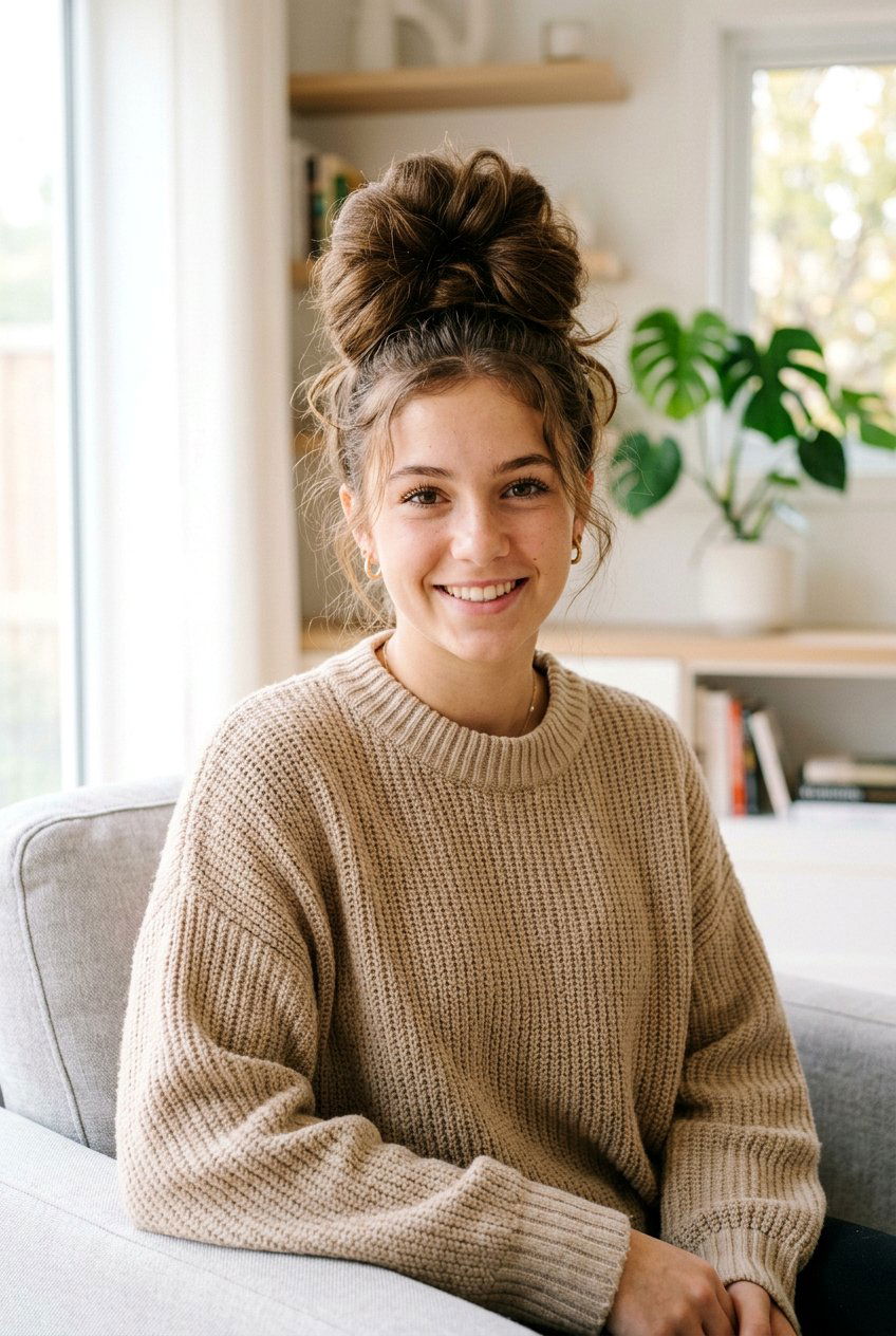 Top Knot - 20 quick bun hairstyle for teenage girls - 20 quick bun hairstyle for teenage girls