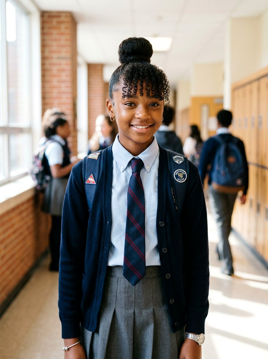 Top Knot With Bangs - 20 school bun styles for black girls - 20 school bun styles for black girls