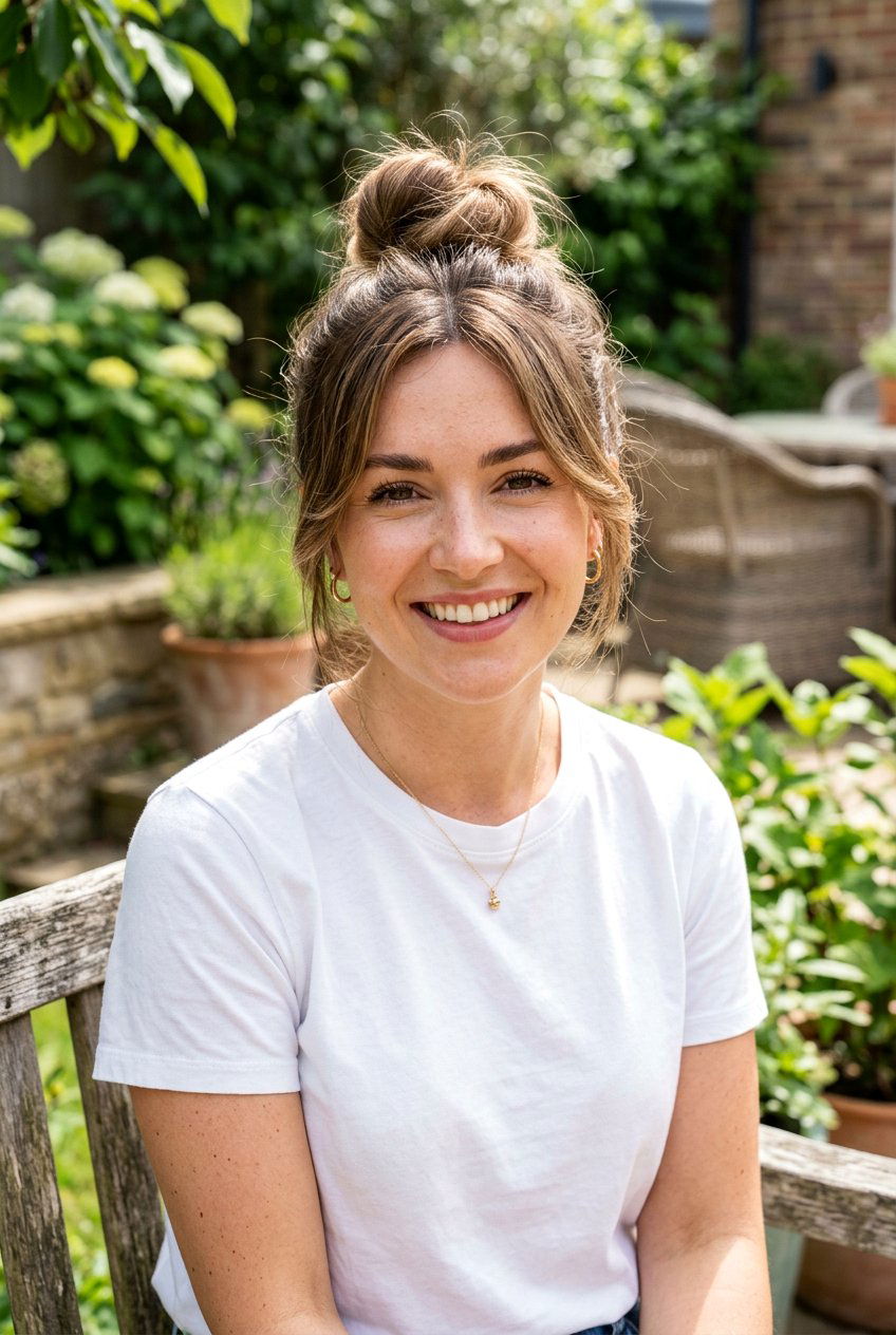 Top Knot With Face Framing Pieces - 20 mom quick grocery run bun - 20 mom quick grocery run bun