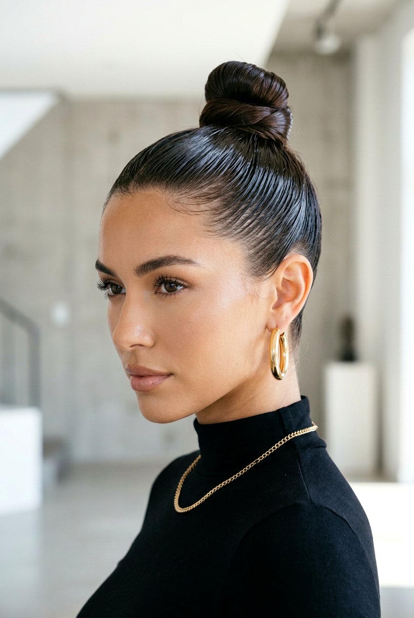 Top knot with hair gel - 20 frizz proof bun for humid weather - 20 frizz proof bun for humid weather