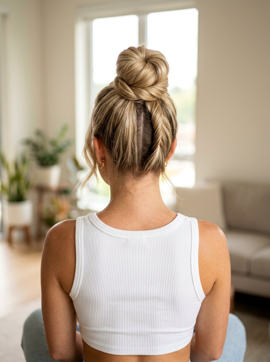 Topknot Bun With Middle Part - 20 yoga bun with middle part - 20 yoga bun with middle part