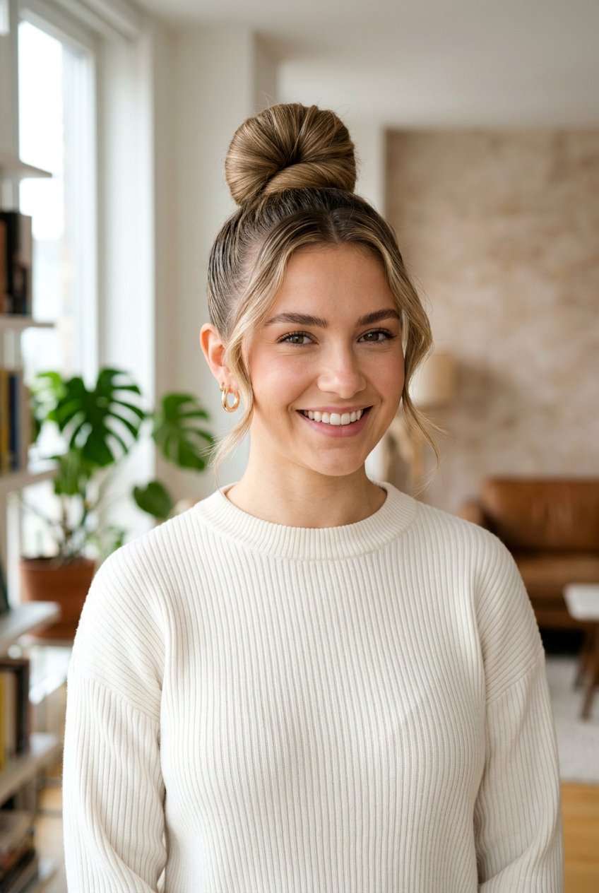 Topknot Bun - 20 one minute hairstyles - 20 one minute hairstyles