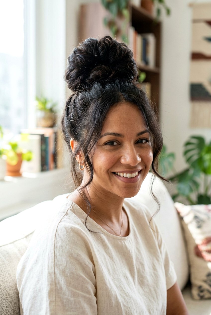 Topknot to Hide Bald Spots - 20 hairstyles to cover bald spots - 20 hairstyles to cover bald spots