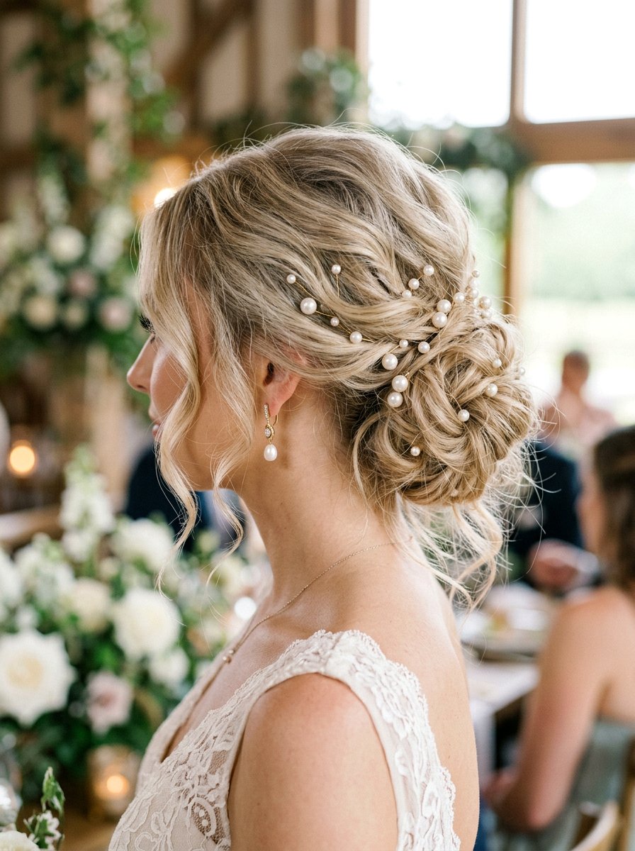 Tousled Bridal Updo With Pins - 20 glamorous bridal hairstyle ideas - 20 glamorous bridal hairstyle ideas