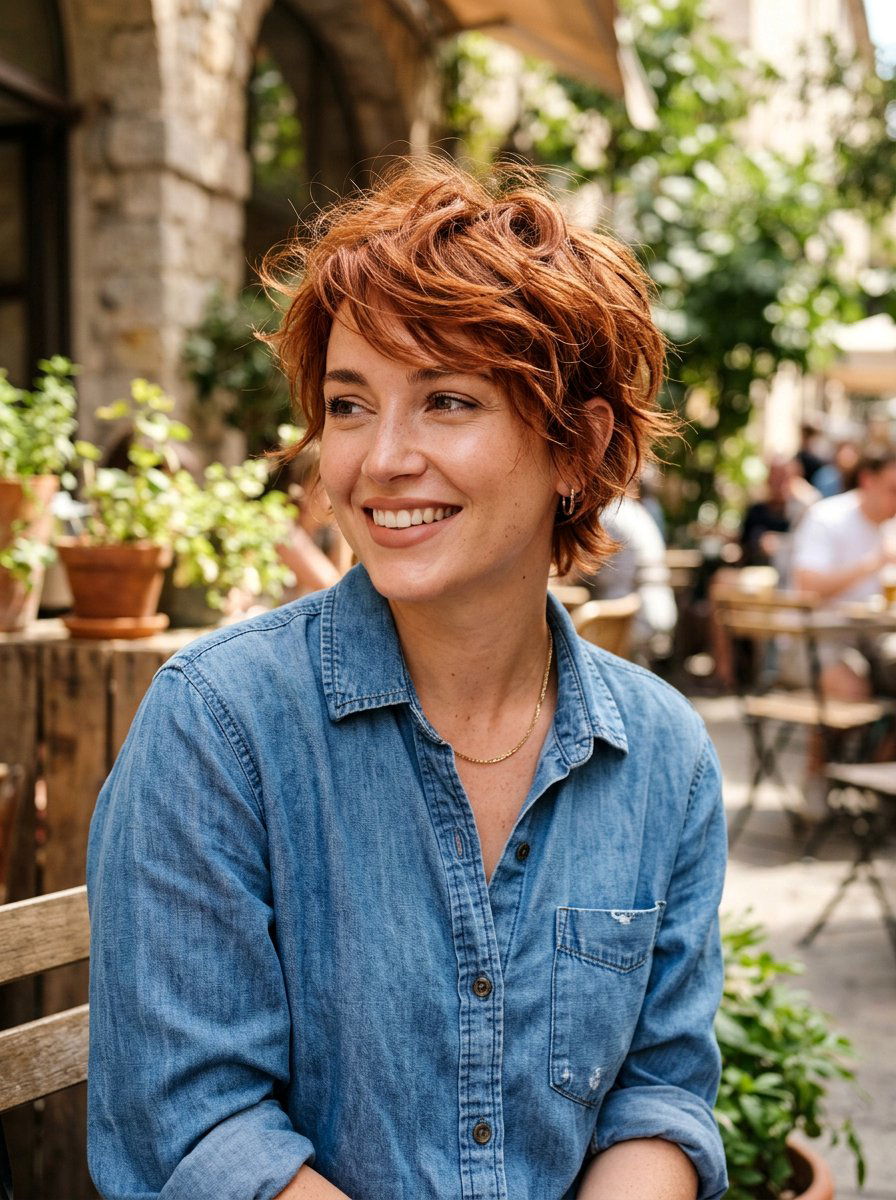 Tousled Copper Pixie - 20 copper pixie hair color ideas - 20 copper pixie hair color ideas