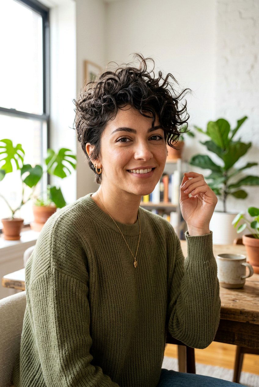 Tousled Curly Pixie For Heart Shaped Face - 20 curly haircut for heart shaped face - 20 curly haircut for heart shaped face