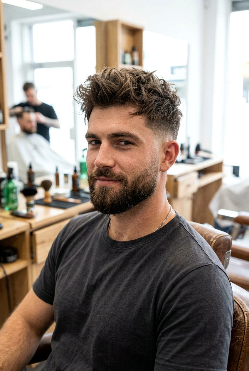 Tousled Low Fade Haircut With Beard - 20 beard fade haircut - 20 beard fade haircut