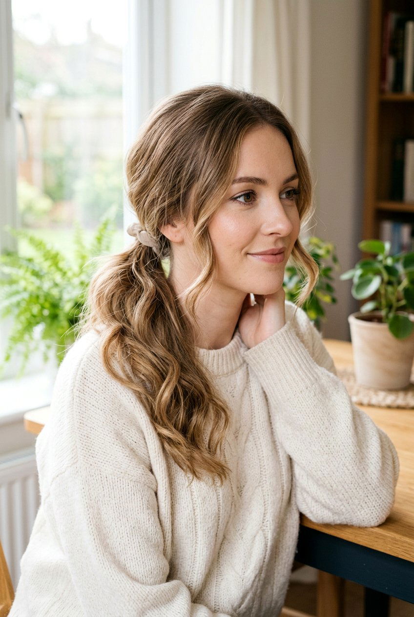 Tousled Low Ponytail For Wavy Frizzy Hair - 20 frizz free ponytail hairstyles - 20 frizz free ponytail hairstyles