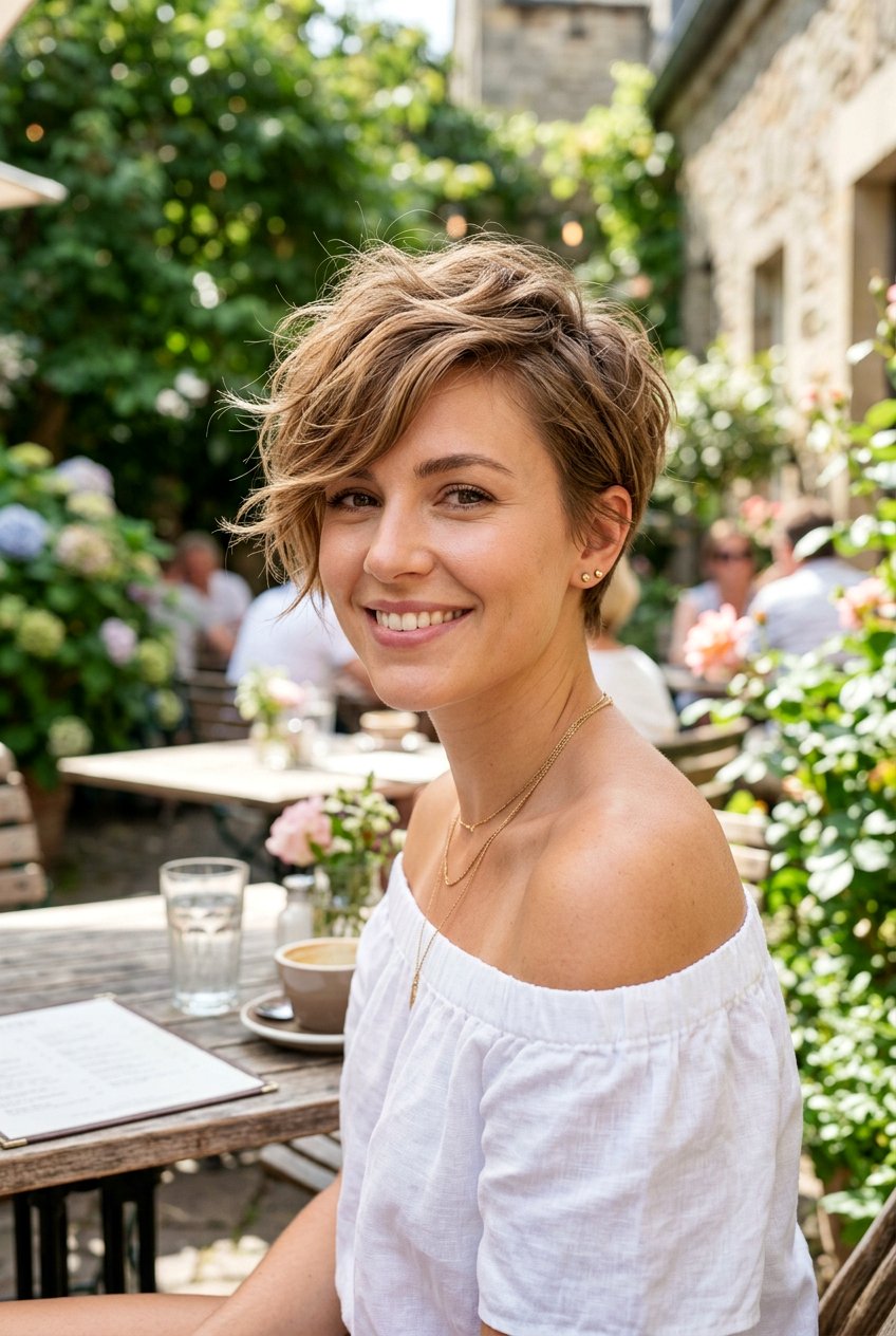 Tousled Pixie with Side Sweep - 20 summer haircut ideas for women - 20 summer haircut ideas for women