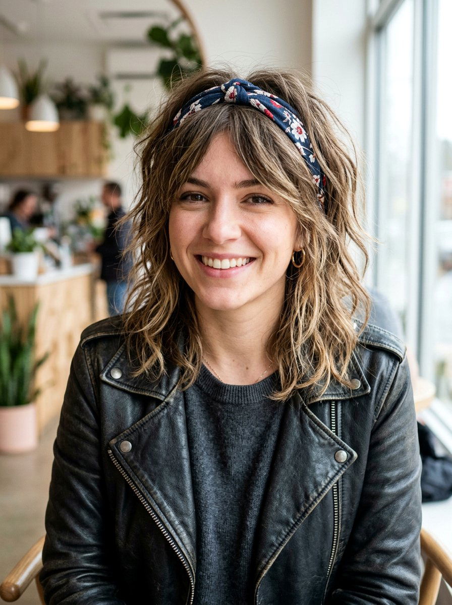 Tousled Shag With Headband - 20 cute hairstyle for casual day out - 20 cute hairstyle for casual day out