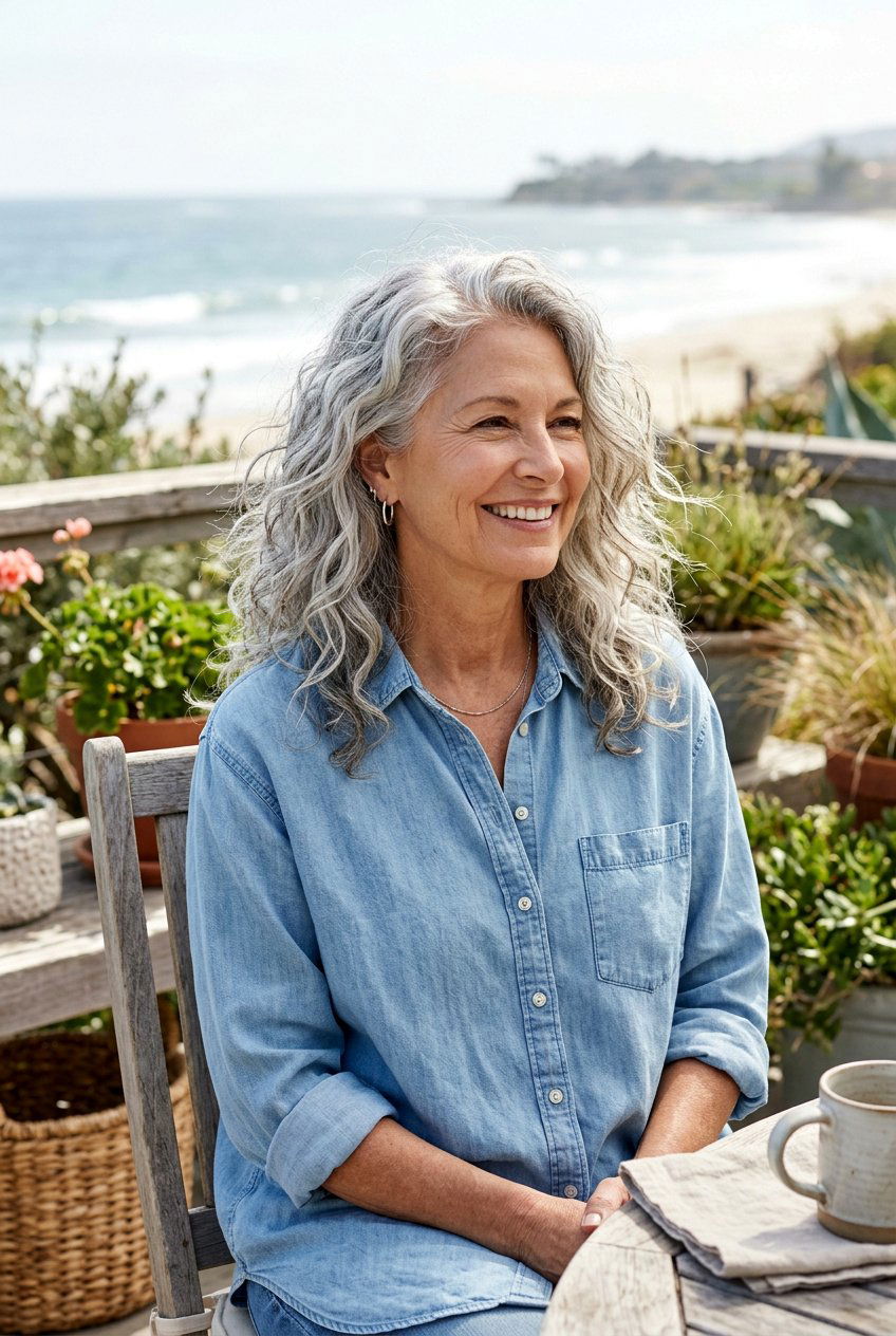 Tousled Silver Gray Waves - 20 mature women silver gray hair ideas - 20 mature women silver gray hair ideas