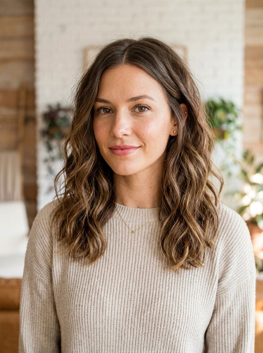 Tousled Wavy Haircut With Middle Part For Women - 20 tousled wavy haircut for women - 20 tousled wavy haircut for women